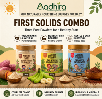 Organic First Solids Baby Food Combo Pack | Sweet Potato, Raw Nendran Banana & Sprouted Ragi Powder